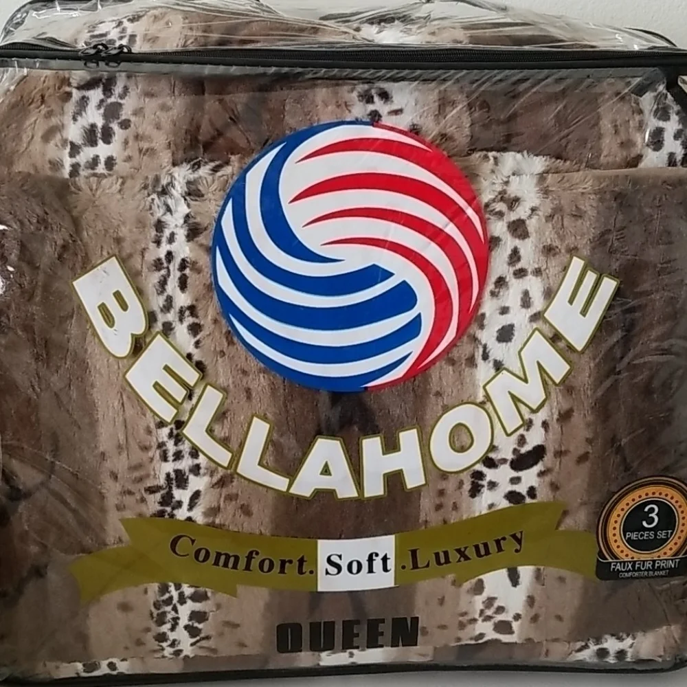 Queen Size Ultra Thick Soft Faux Fur Blanket Throw 3 Piece Set